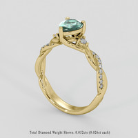 1.13 Ct. Bluish Green Sapphire Ring, 18K Yellow Gold 2
