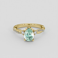 1.61 Ct. Bluish Green Sapphire Ring, 18K Yellow Gold 1