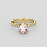 2.14 Ct. Peach Sapphire Ring, 18K Yellow Gold 1