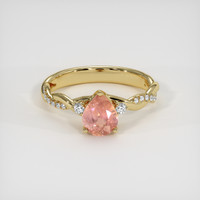 1.09 Ct. Padparadscha Sapphire Ring, 18K Yellow Gold 1