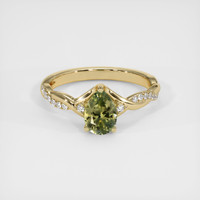 0.80 Ct. Green Sapphire Ring, 18K Yellow Gold 1