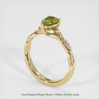 0.80 Ct. Green Sapphire Ring, 18K Yellow Gold 2