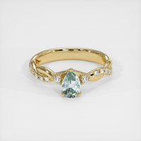 0.58 Ct. Bluish Green Sapphire Ring, 18K Yellow Gold 1