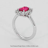 1.23 Ct. Pinkish Red Ruby Ring, Platinum 950 2