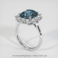 6.02 Ct. Greenish Blue Sapphire Ring, 14K White Gold 2