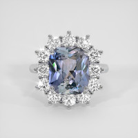 5.68 Ct. Greyish Blue Sapphire Ring, 14K White Gold 1