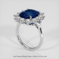 6.20 Ct. Blue Sapphire Ring, 14K White Gold 2