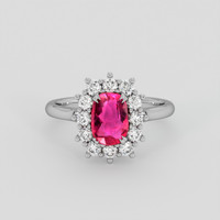 1.23 Ct. Pinkish Red Ruby Ring, 18K White Gold 1