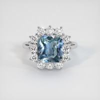 6.02 Ct. Greenish Blue Sapphire Ring, 18K White Gold 1