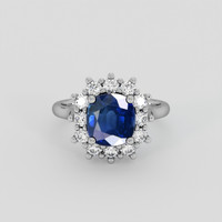 3.39 Ct. Blue Sapphire Ring, 18K White Gold 1