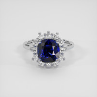4.03 Ct. Blue Sapphire Ring, 18K White Gold 1
