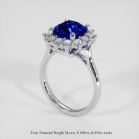 4.03 Ct. Blue Sapphire Ring, 18K White Gold 2
