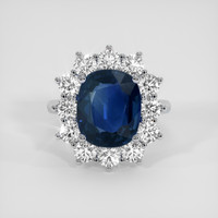 6.20 Ct. Blue Sapphire Ring, 18K White Gold 1