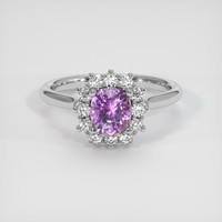 1.10 Ct. Purplish Pink Sapphire Ring, 18K White Gold 1