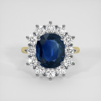 6.20 Ct. Blue Sapphire Ring, 18K White & Yellow 1
