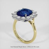 6.20 Ct. Blue Sapphire Ring, 18K White & Yellow 2