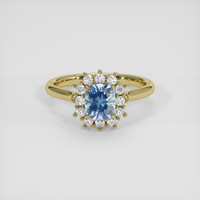 1.21 Ct. Greenish Blue Sapphire Ring, 18K Yellow Gold 1