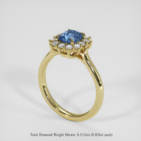 1.21 Ct. Greenish Blue Sapphire Ring, 18K Yellow Gold 2