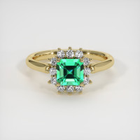 0.88 Ct. Emerald Ring, 18K Yellow Gold 1