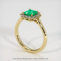 0.88 Ct. Emerald Ring, 18K Yellow Gold 2