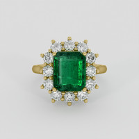 3.53 Ct. Emerald Ring, 18K Yellow Gold 1