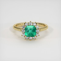 0.93 Ct. Emerald Ring, 18K Yellow Gold 1