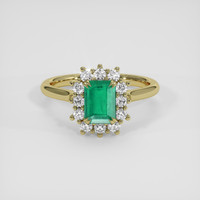 0.96 Ct. Emerald Ring, 18K Yellow Gold 1