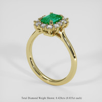 0.96 Ct. Emerald Ring, 18K Yellow Gold 2