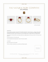 Ruby Ring 2.08 Ct., 18K Yellow Gold Appraisal