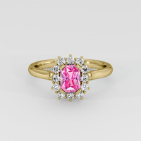 1.20 Ct. Pink Sapphire Ring, 18K Yellow Gold 1