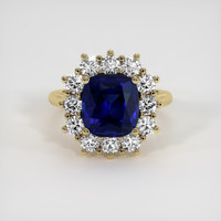 4.39 Ct. Blue Sapphire Ring, 18K Yellow Gold 1