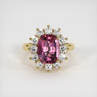 3.57 Ct. Reddish Pink Sapphire Ring, 18K Yellow Gold 1
