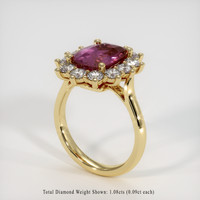3.57 Ct. Reddish Pink Sapphire Ring, 18K Yellow Gold 2