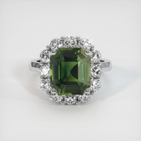6.30 Ct. Green Sapphire Ring, Platinum 950 1