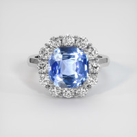 4.06 Ct. Blue Sapphire Ring, 14K White Gold 1