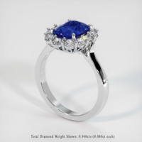 3.02 Ct. Blue Sapphire Ring, 14K White Gold 2