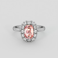 1.66 Ct. Padparadscha Sapphire Ring, 14K White Gold 1