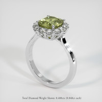 2.10 Ct. Yellowish Green Sapphire Ring, 14K White Gold 2
