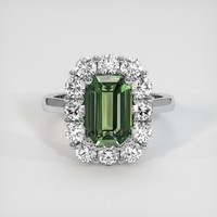 3.55 Ct. Green Sapphire Ring, 14K White Gold 1