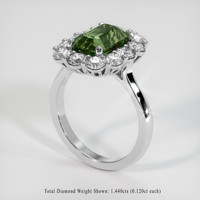 3.55 Ct. Green Sapphire Ring, 14K White Gold 2