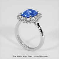 3.72 Ct. Blue Sapphire Ring, 14K White Gold 2