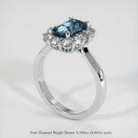 2.01 Ct. Greenish Blue Sapphire Ring, 14K White Gold 2