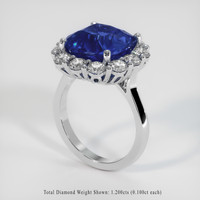 6.42 Ct. Blue Sapphire Ring, 18K White Gold 2