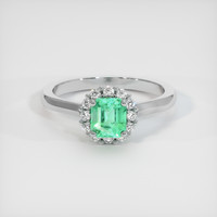 0.70 Ct. Emerald Ring, 18K White Gold 1