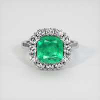 3.04 Ct. Emerald Ring, 18K White Gold 1