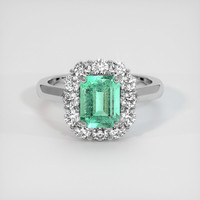 1.30 Ct. Emerald Ring, 18K White Gold 1