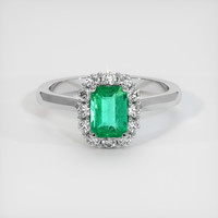 0.85 Ct. Emerald Ring, 18K White Gold 1