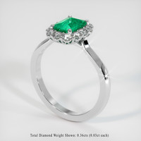 0.85 Ct. Emerald Ring, 18K White Gold 2