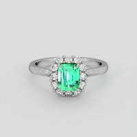 1.03 Ct. Emerald Ring, 18K White Gold 1