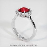 1.52 Ct. Ruby Ring, 18K White Gold 2